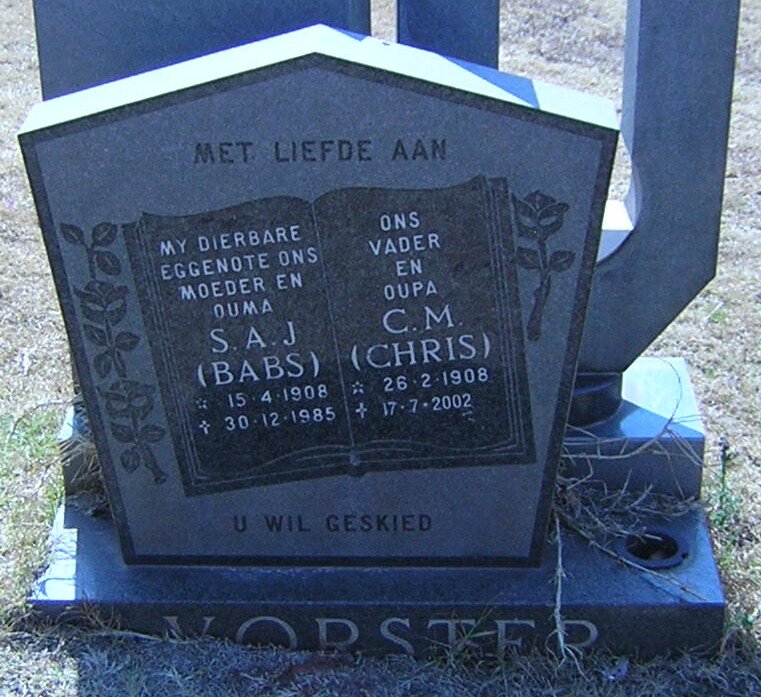 VORSTER C.M. 1908-2002 &amp; S.A.J. 1908-1985