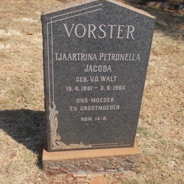 VORSTER Tjaartrina Petronella Jacoba nee V.D. WALT 1881-1964