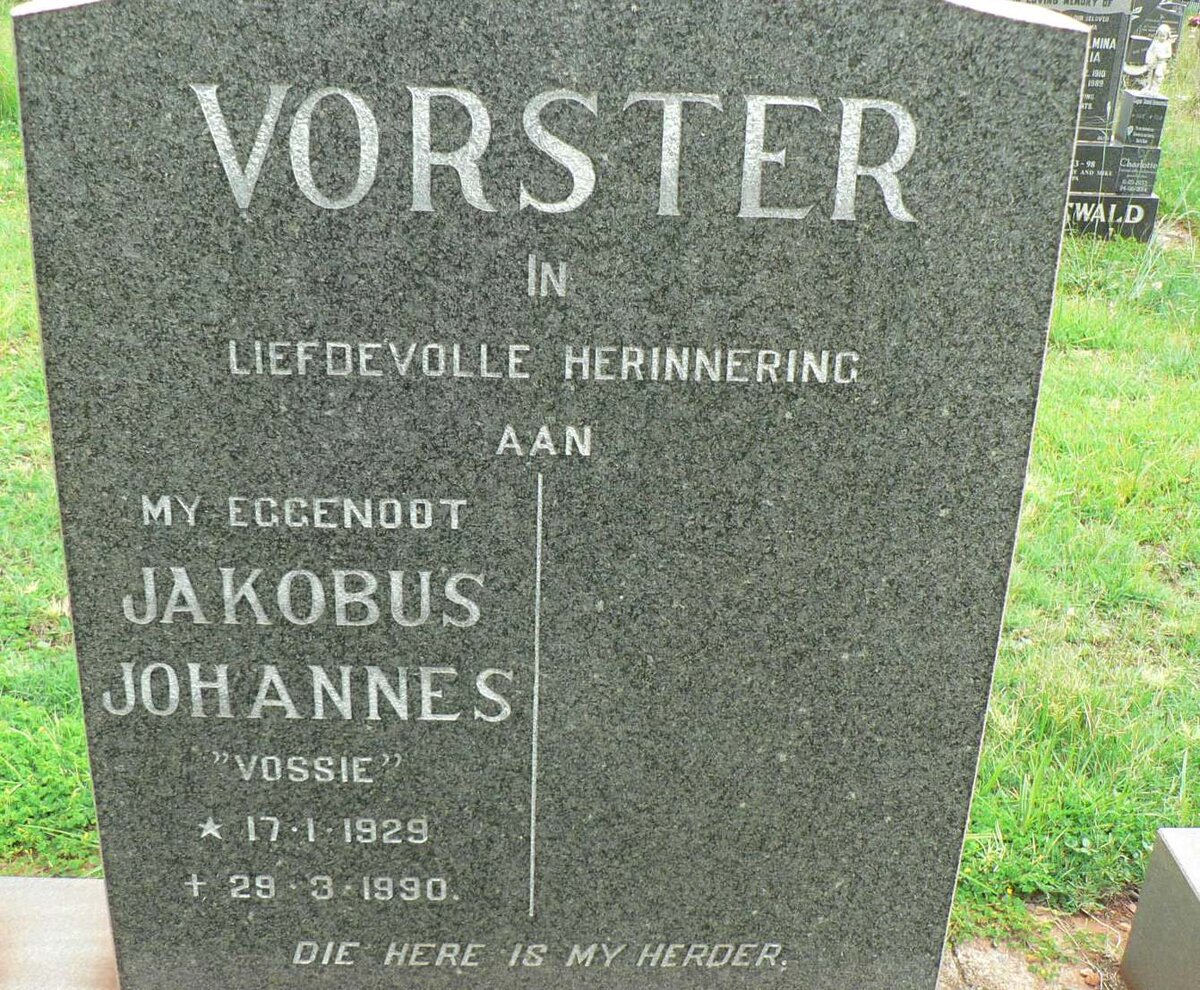 VORSTER Jakobus Johannes 1929-1990