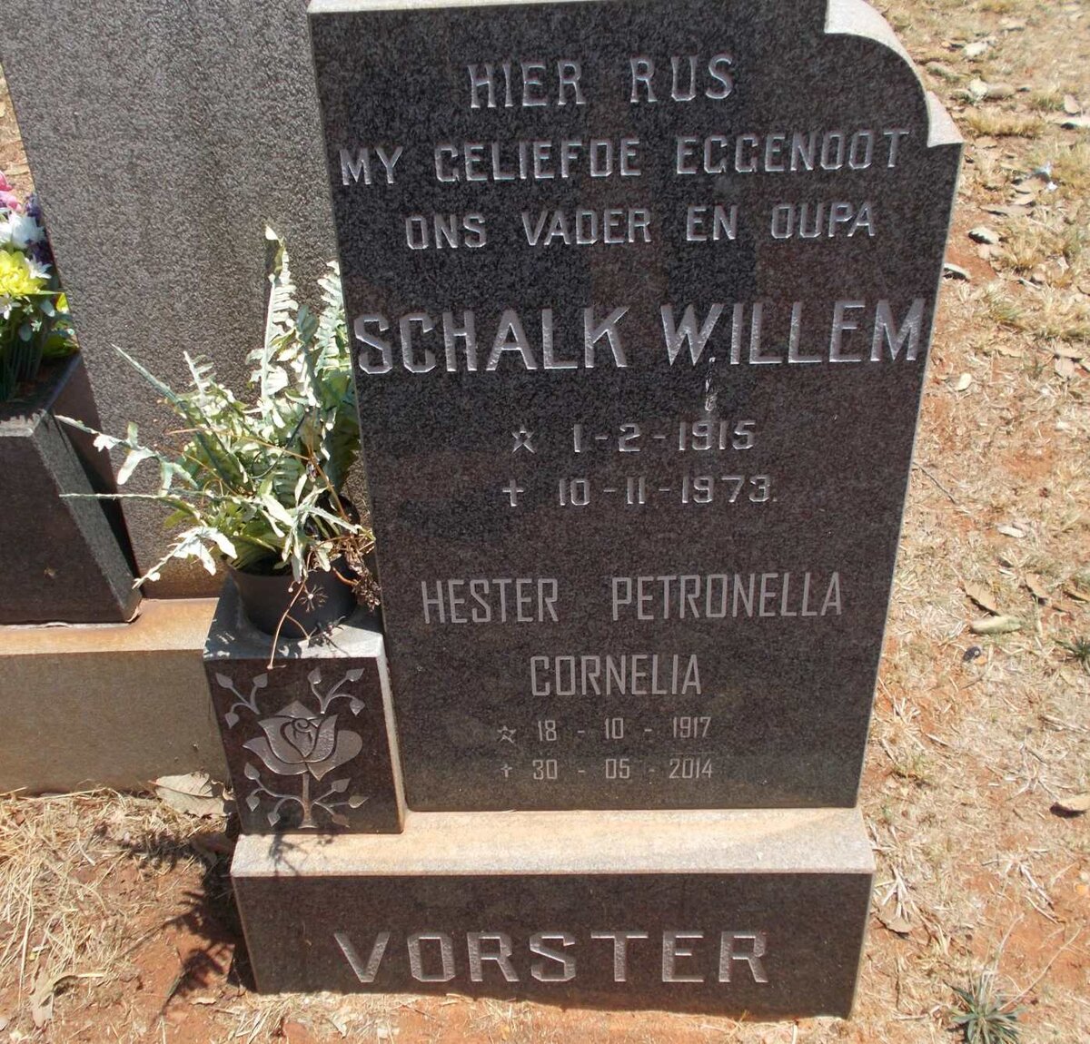 VORSTER Schalk Willem 1915-1973 &amp; Hester Petronella Cornelia 1917-2014