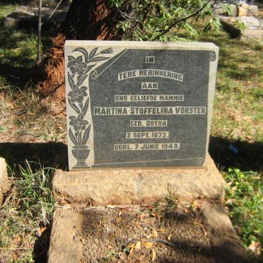 VORSTER Martina Stoffelina nee BOTHA 1873-1949