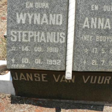 VUUREN Wynand Stephanus, Janse van 1916-1992 &amp; Anna M. BOOYSEN 1922-1976
