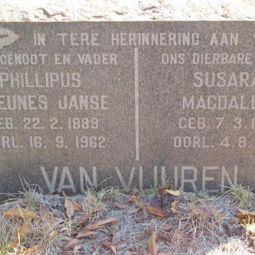 VUUREN Phillipus Theunes Janse, van 1889-1962 &amp; Susarah Magdalena 1893-1965