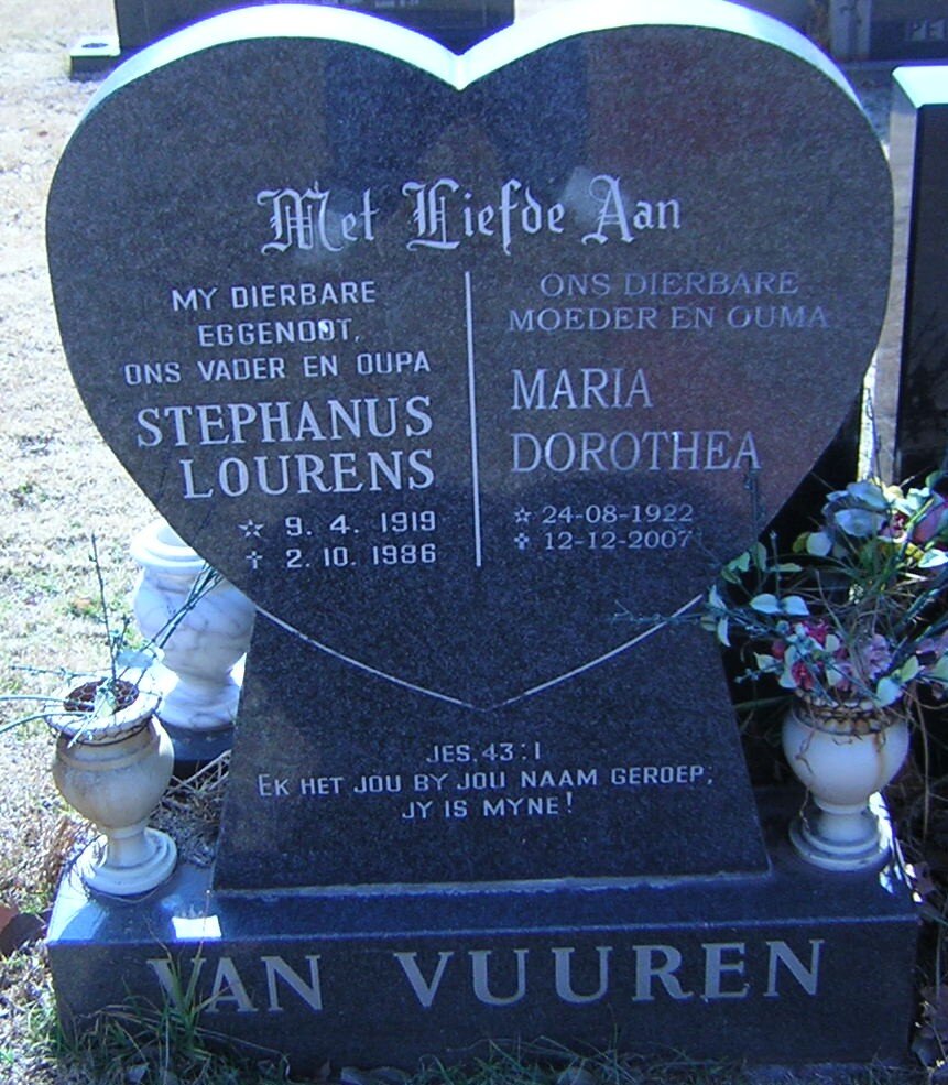 VUUREN Stephanus Lourens, van 1919-1986 &amp; Maria Dorothea 1922-2007