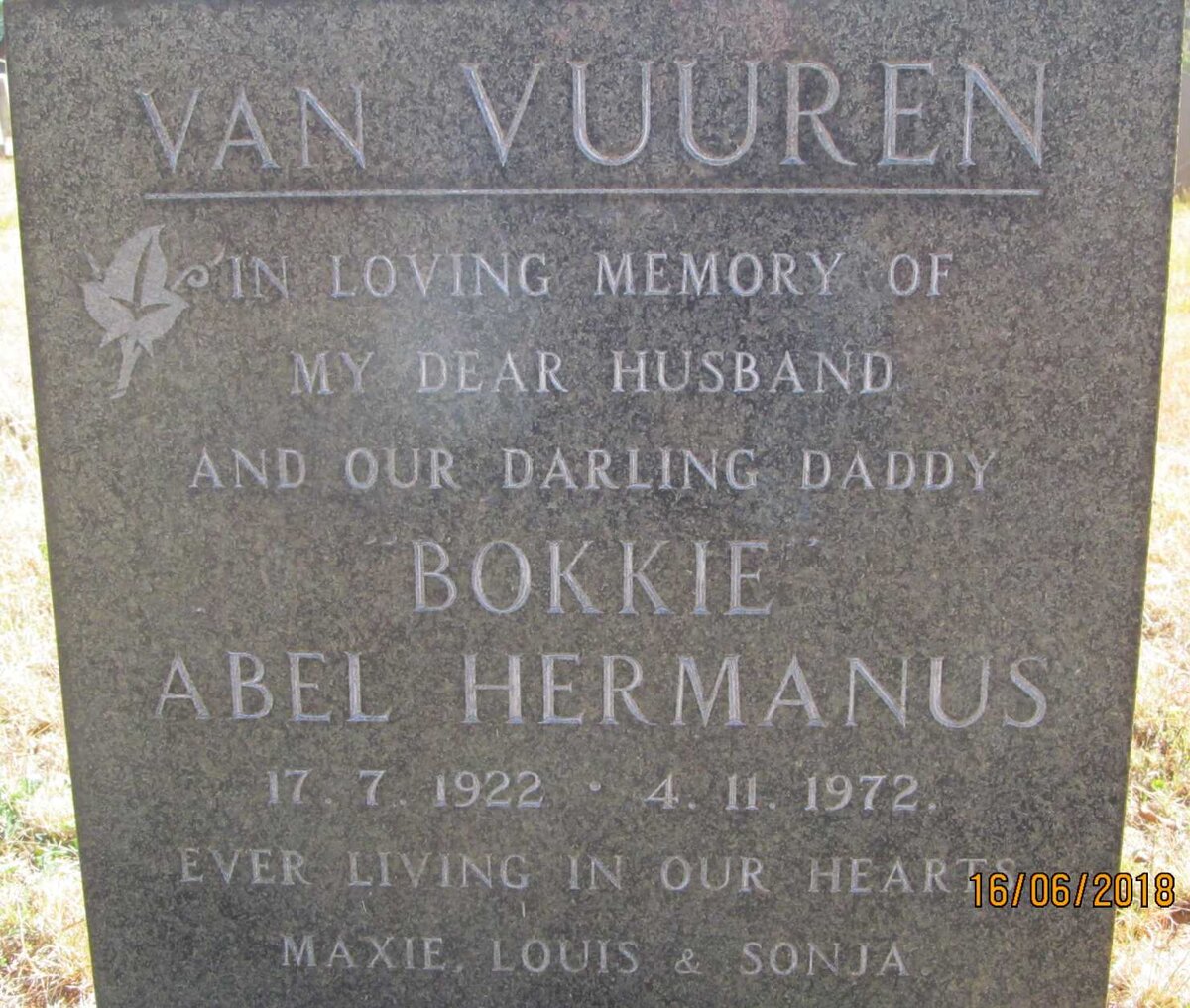 VUUREN Abel Hermanus, van 1922-1972