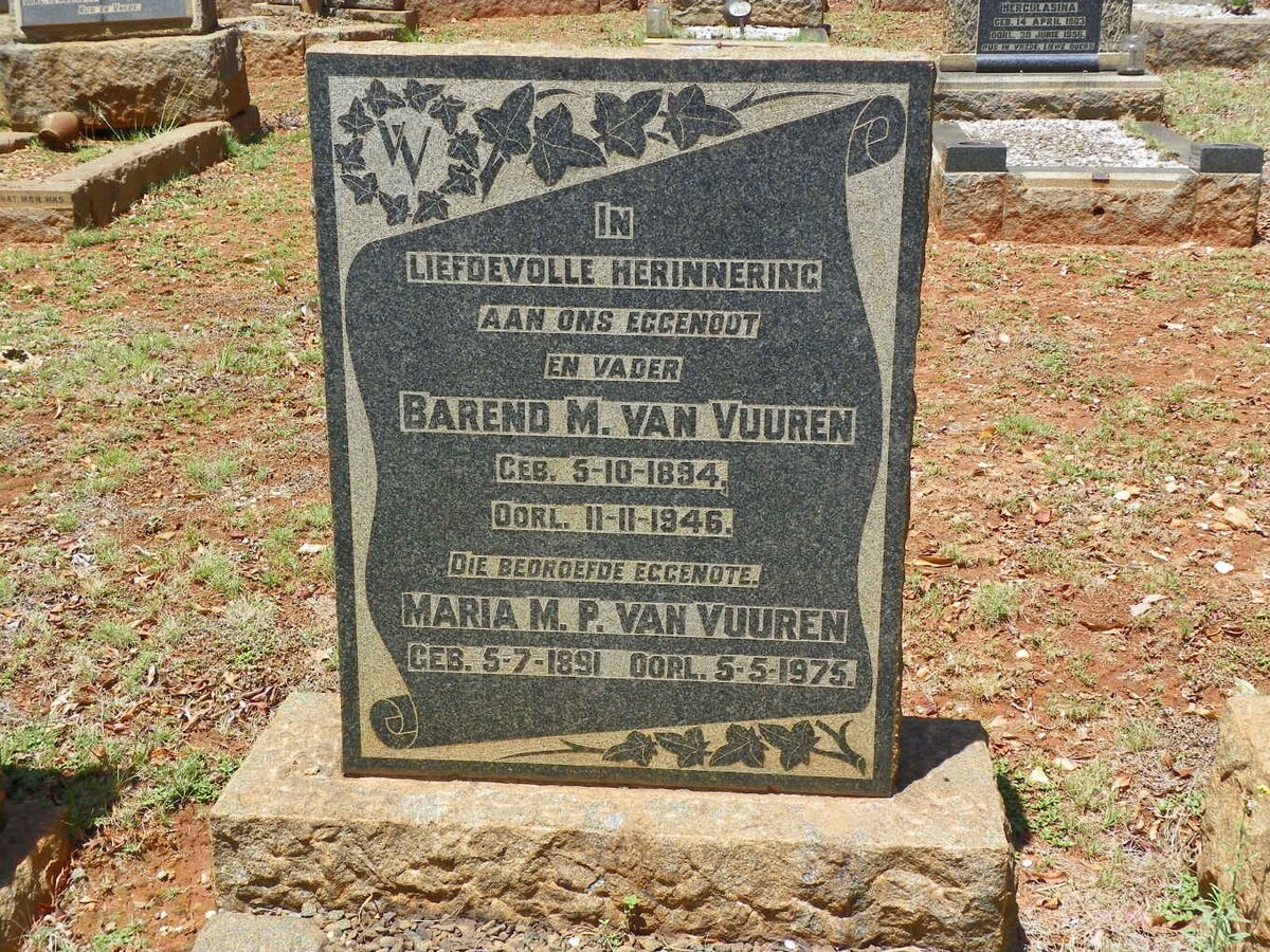 VUUREN Barend M., van 1894-1946 &amp; Maria M.P. 1891-1975