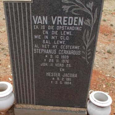 VREDEN Stephanus Gerhardus, van 1909-1976 &amp; Hester Jacoba 1911-1984