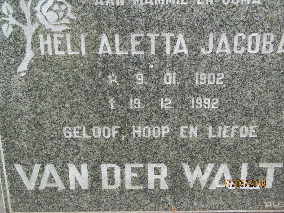 WALT Heli Aletta Jacoba, van der 1902-1992