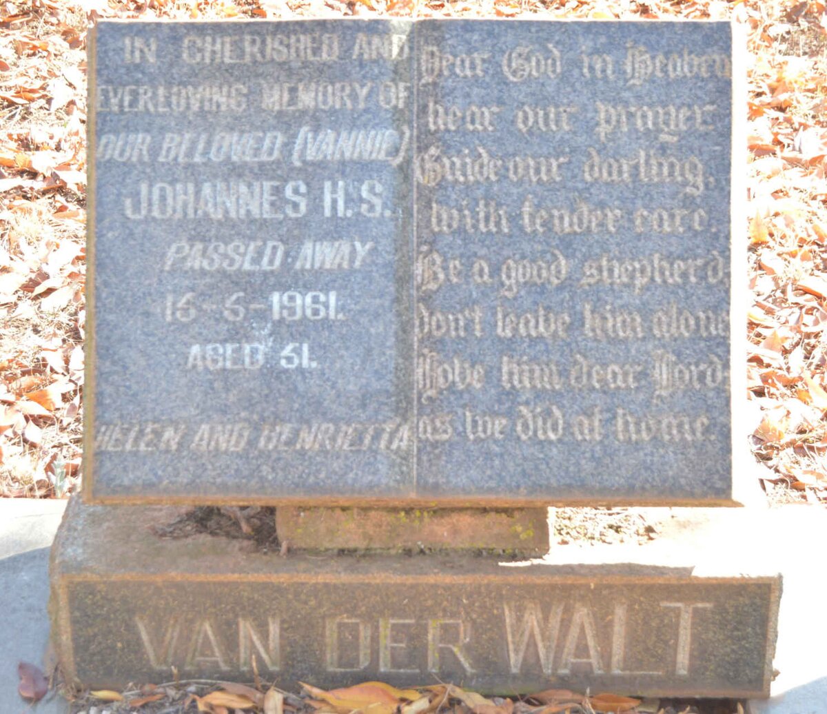 WALT Johannes H.S., van der -1961