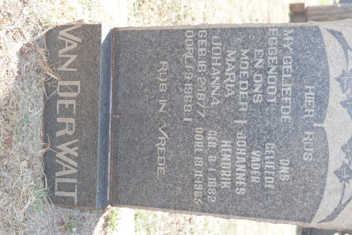 WALT Johannes Hendrik, van der 1882-1965 &amp; Maria Johanna 1877-1963