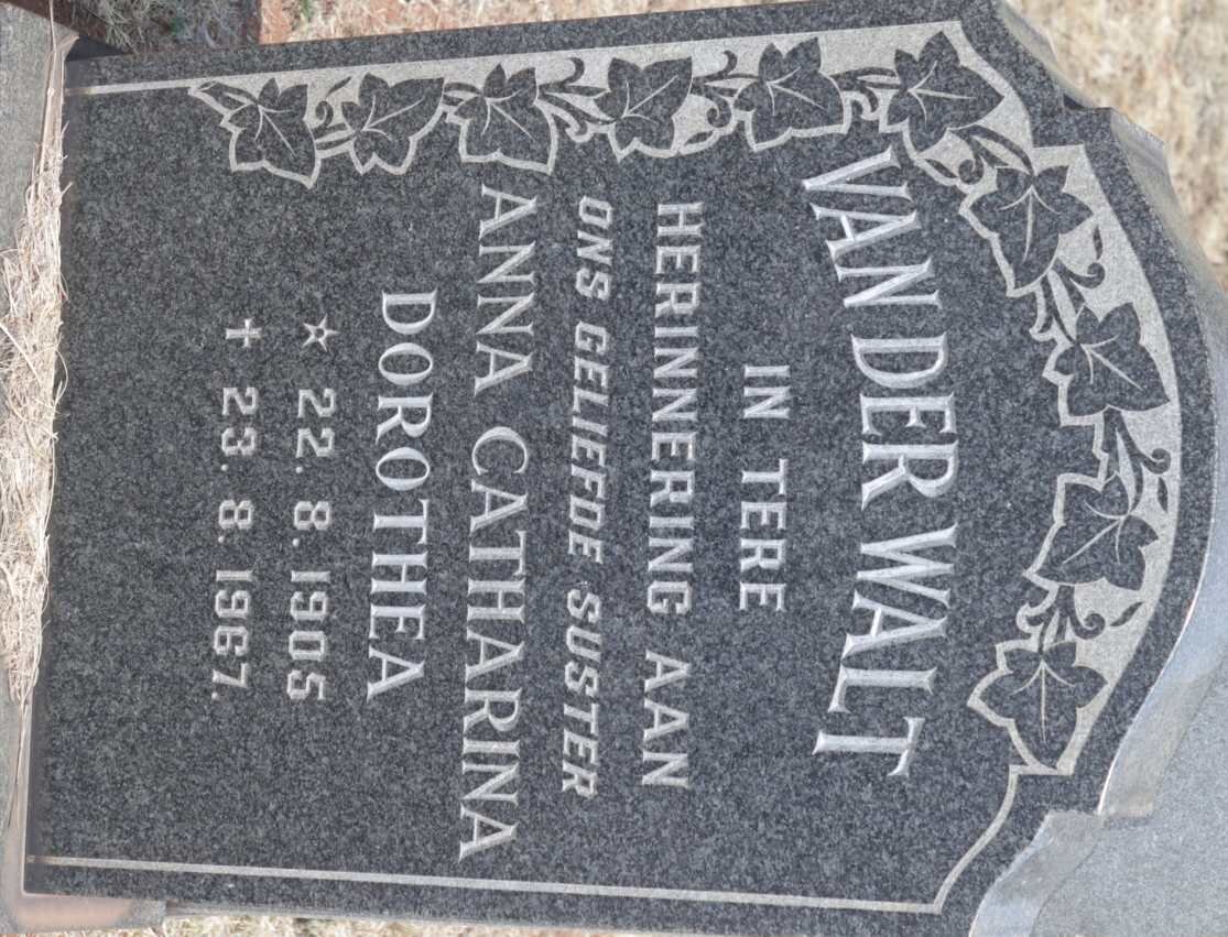 WALT Anna Catharina Dorothea, van der 1905-1967