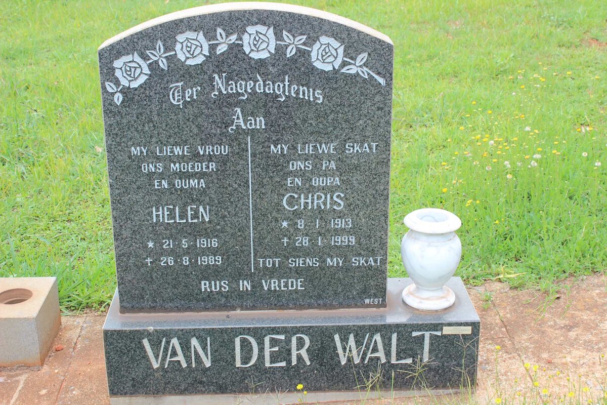 WALT Chris, van der 1913-1999 &amp; Helen 1916-1989
