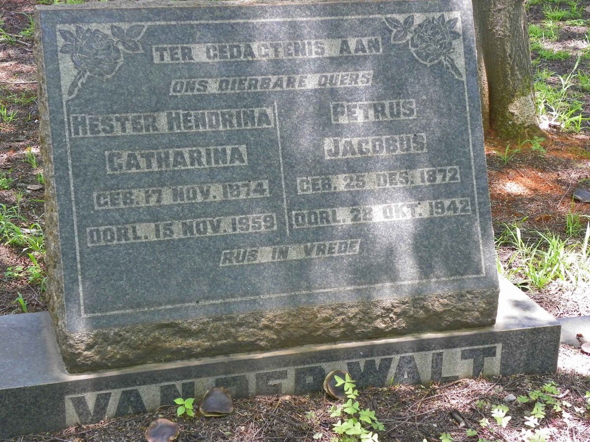 WALT Petrus Jacobus, van der 1872-1942 &amp; Hester Hendrina Catharina 1874-1959