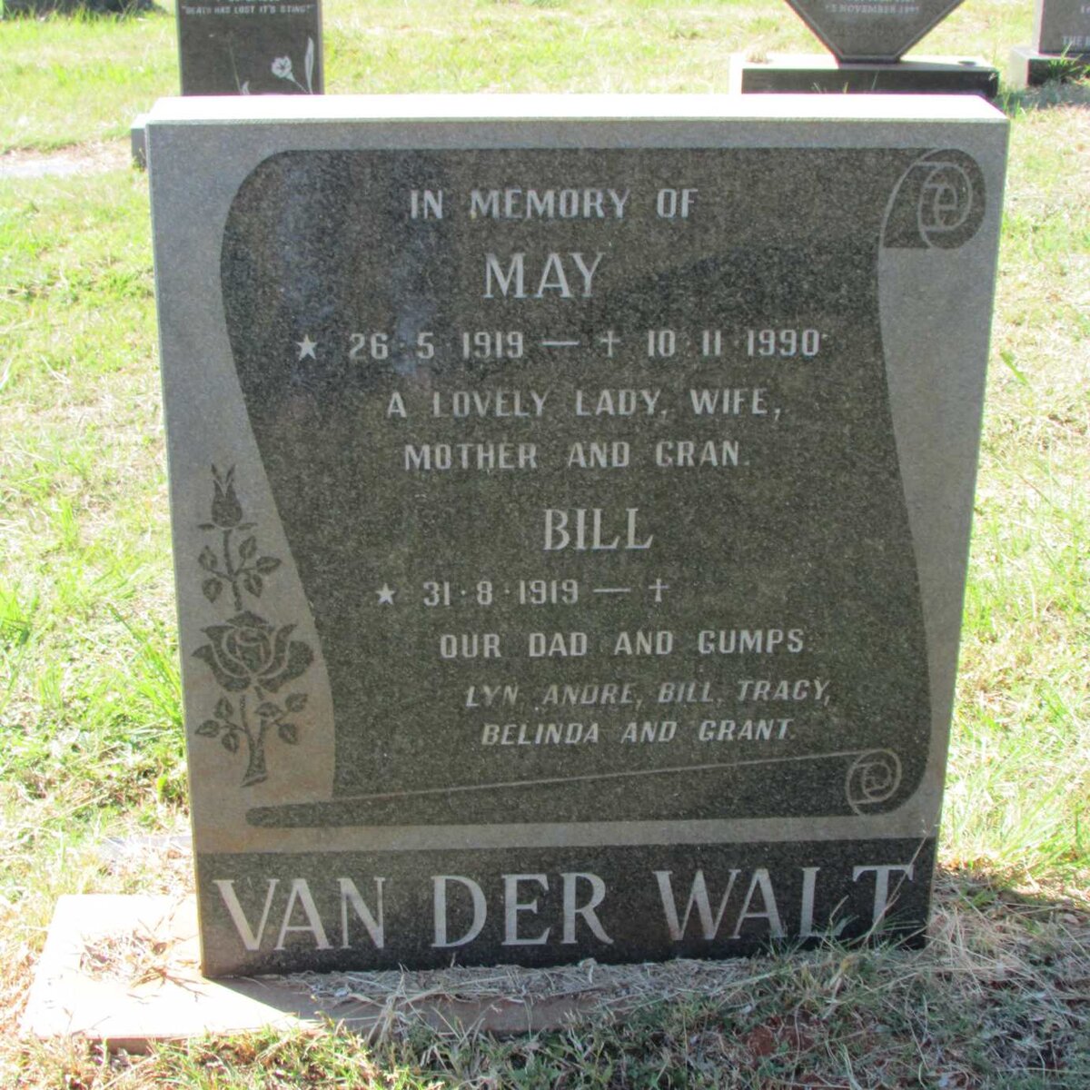 WALT Bill, van der 1919- &amp; May 1919-1990