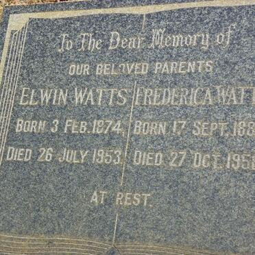 WATTS Elwin 1874-1953 &amp; Frederica 1884-1958