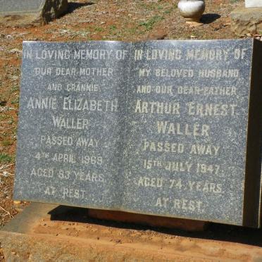 WALLER Arthur Ernest -1947 &amp; Annie Elizabeth -1969