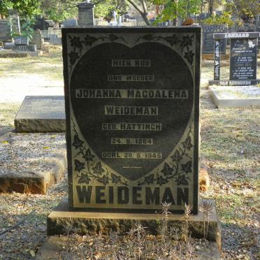 WEIDEMAN Johanna Magdalena nee HATTINGH 1884-1945