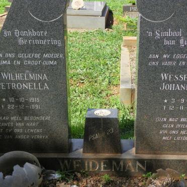 WEIDEMAN Wessel Johannes 1912-1975 &amp; Wilhelmina Petronella 1915-1991