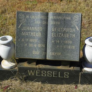 WESSELS Johannes Matheus 1929-1975 &amp; Gertruida Elizabeth 1930-1979