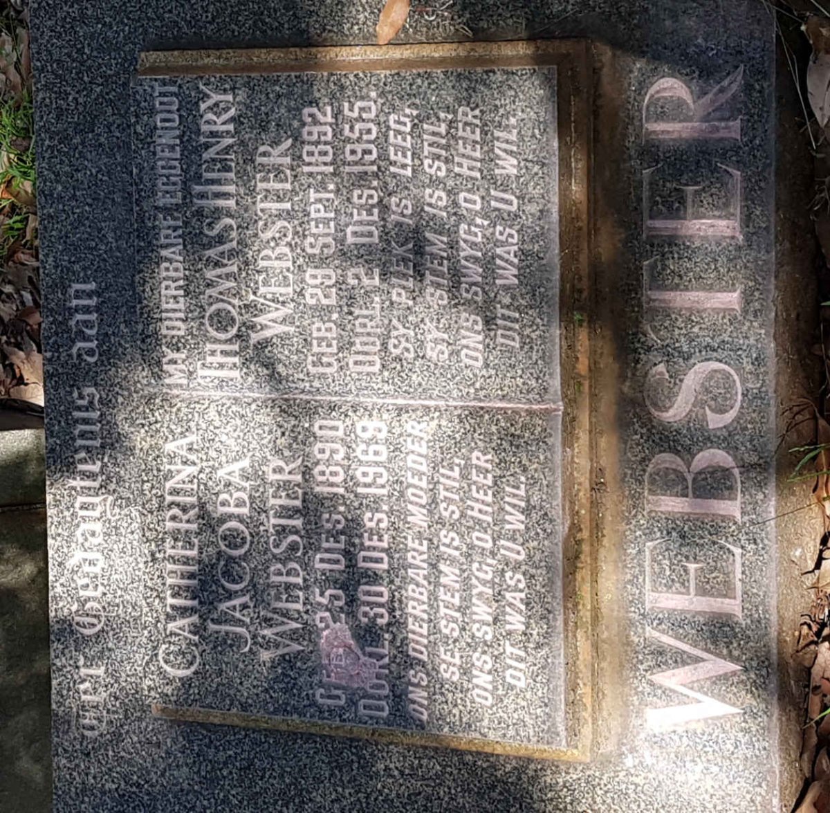 WEBSTER Thomas Henry 1892-1955 &amp; Catherina Jacoba 1890-1969