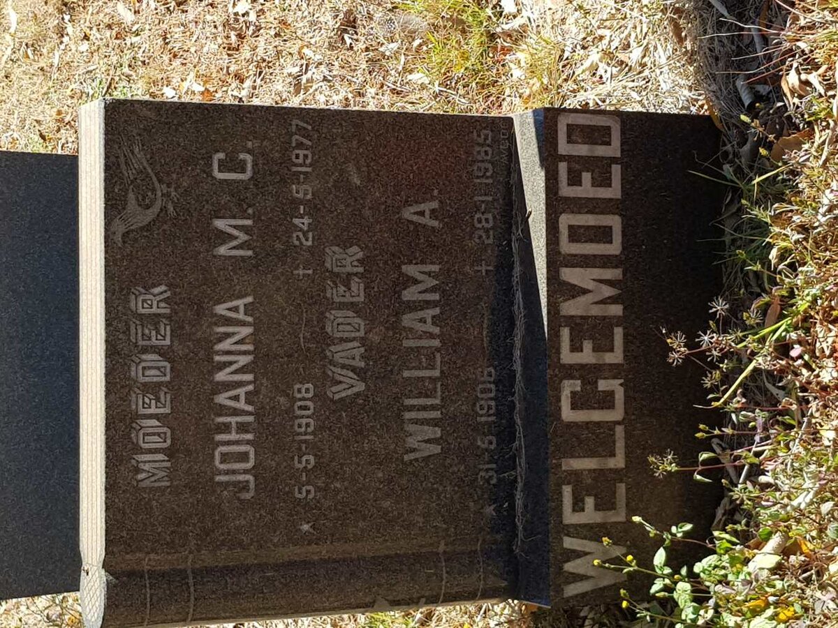 WELGEMOED William A. 1906-1985 &amp; Johanna M.C. 1908-1977