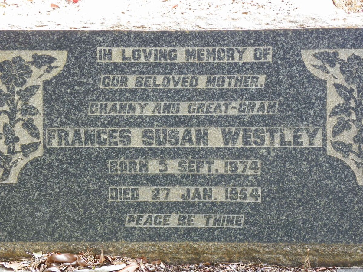 WESTLEY Frances Susan 1874-1954