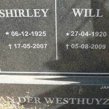 WESTHUYZEN Will, van der 1920-2009 &amp; Shirley 1925-2007