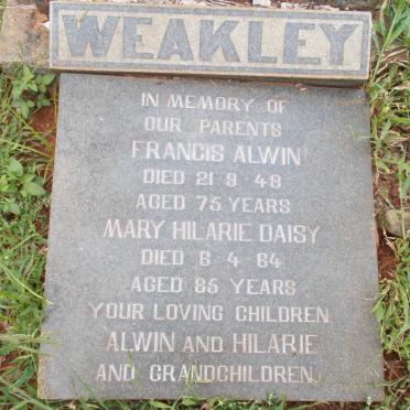 WEAKLEY Francis Alwin -1948 &amp; Mary Hilarie -1964