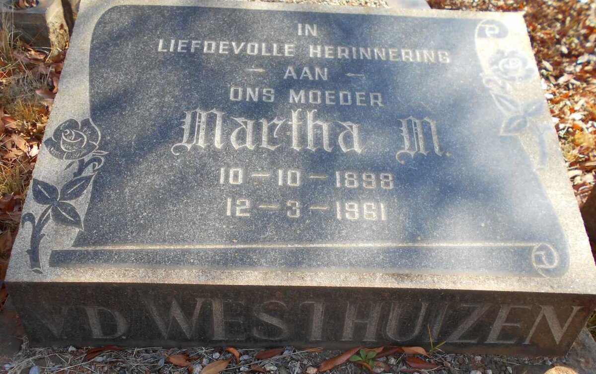 WESTHUIZEN Martha M., v.d. 1898-1961