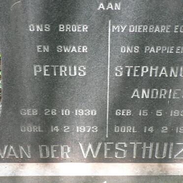 WESTHUIZEN Petrus, van der 1930-1973 :: VAN DER WESTHUIZEN Stephanus Andries 1933-1973