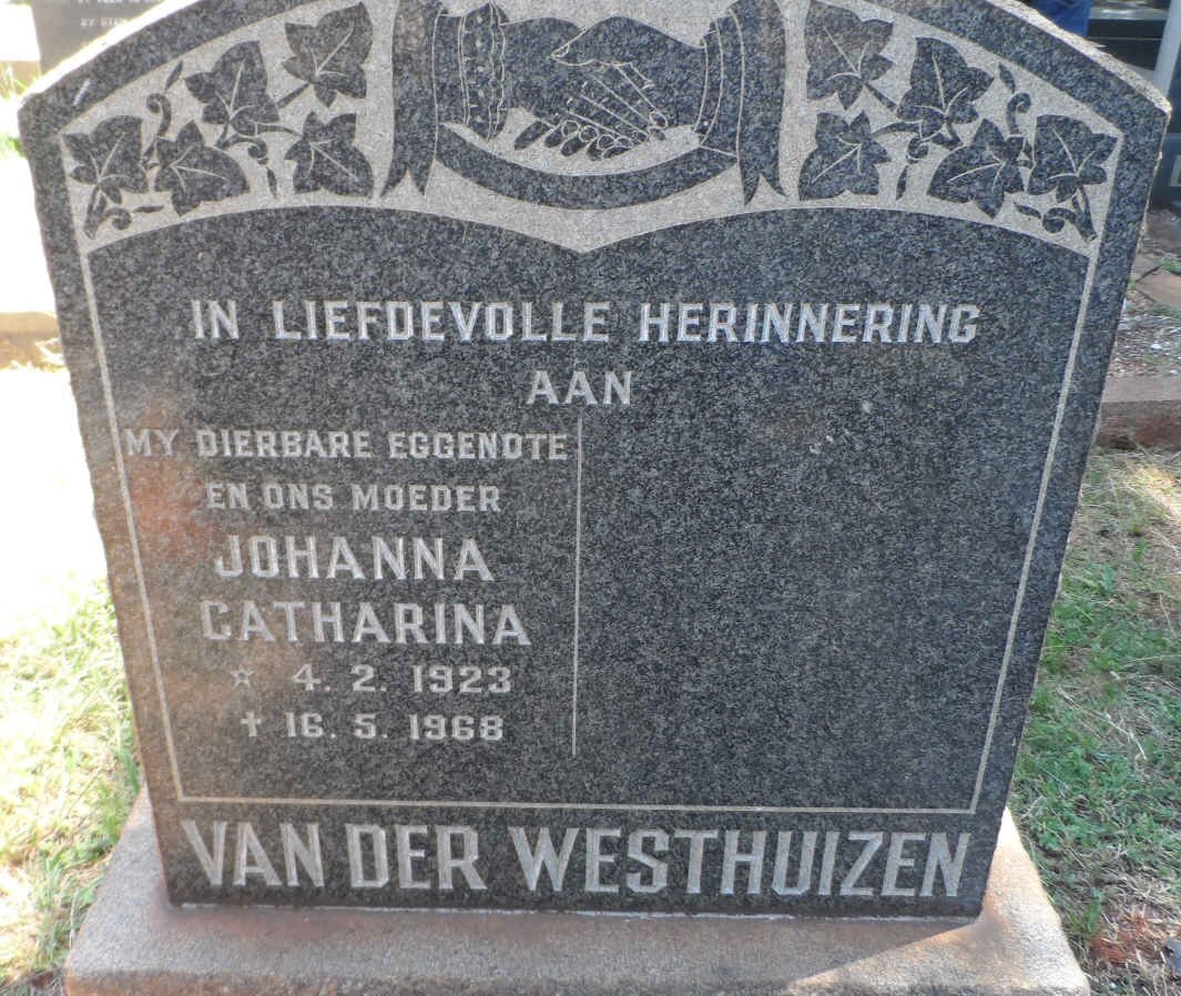 WESTHUIZEN Johanna Catharina, van der 1923-1968