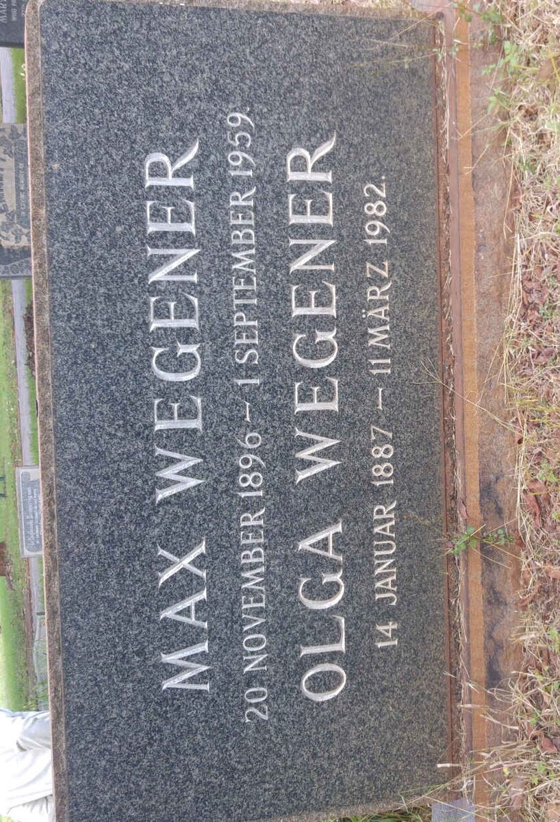 WEGENER Max 1896-1959 &amp; Olga 1887-1982