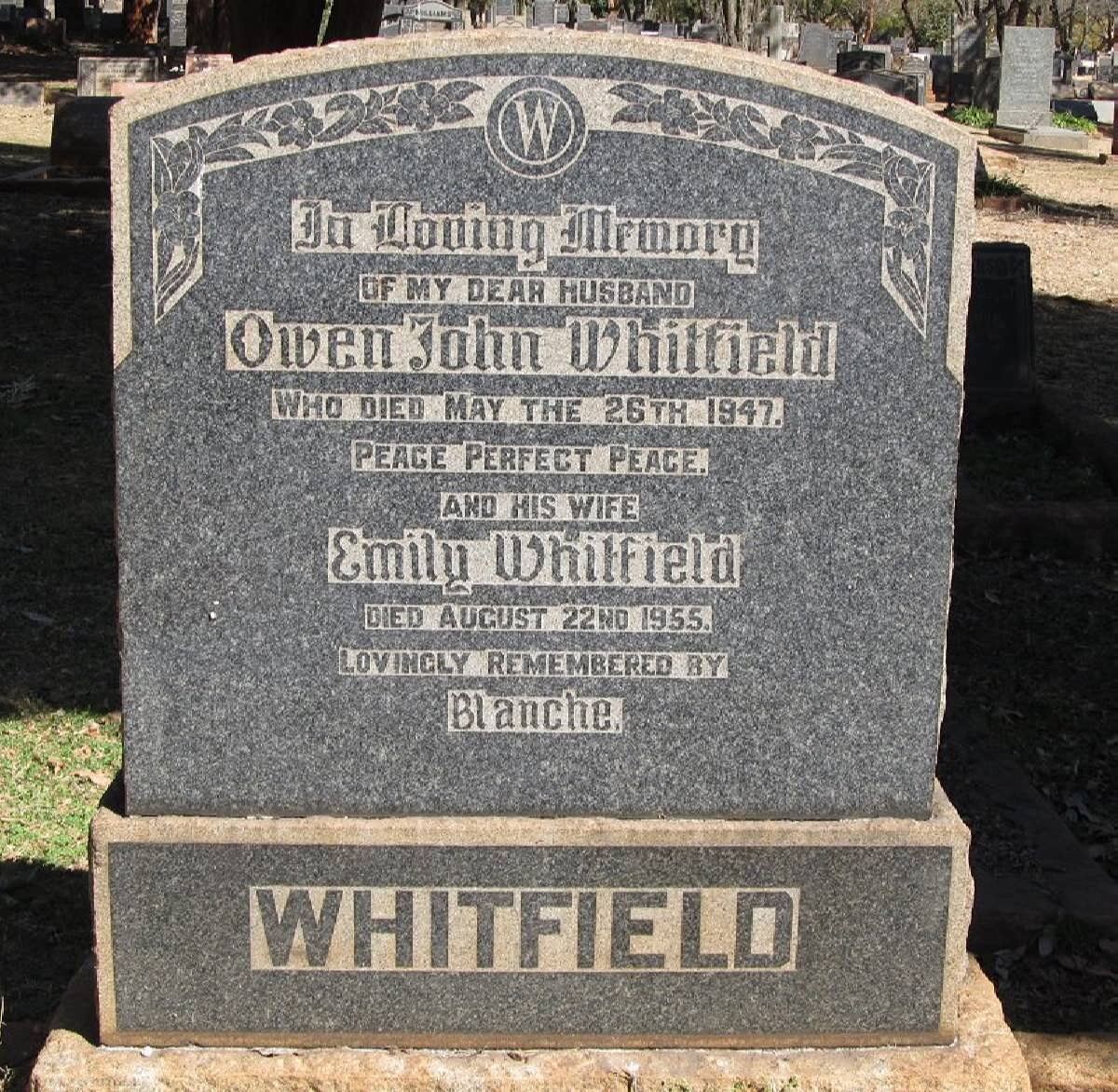 WHITFIELD Owen John -1947 &amp; Emily -1955