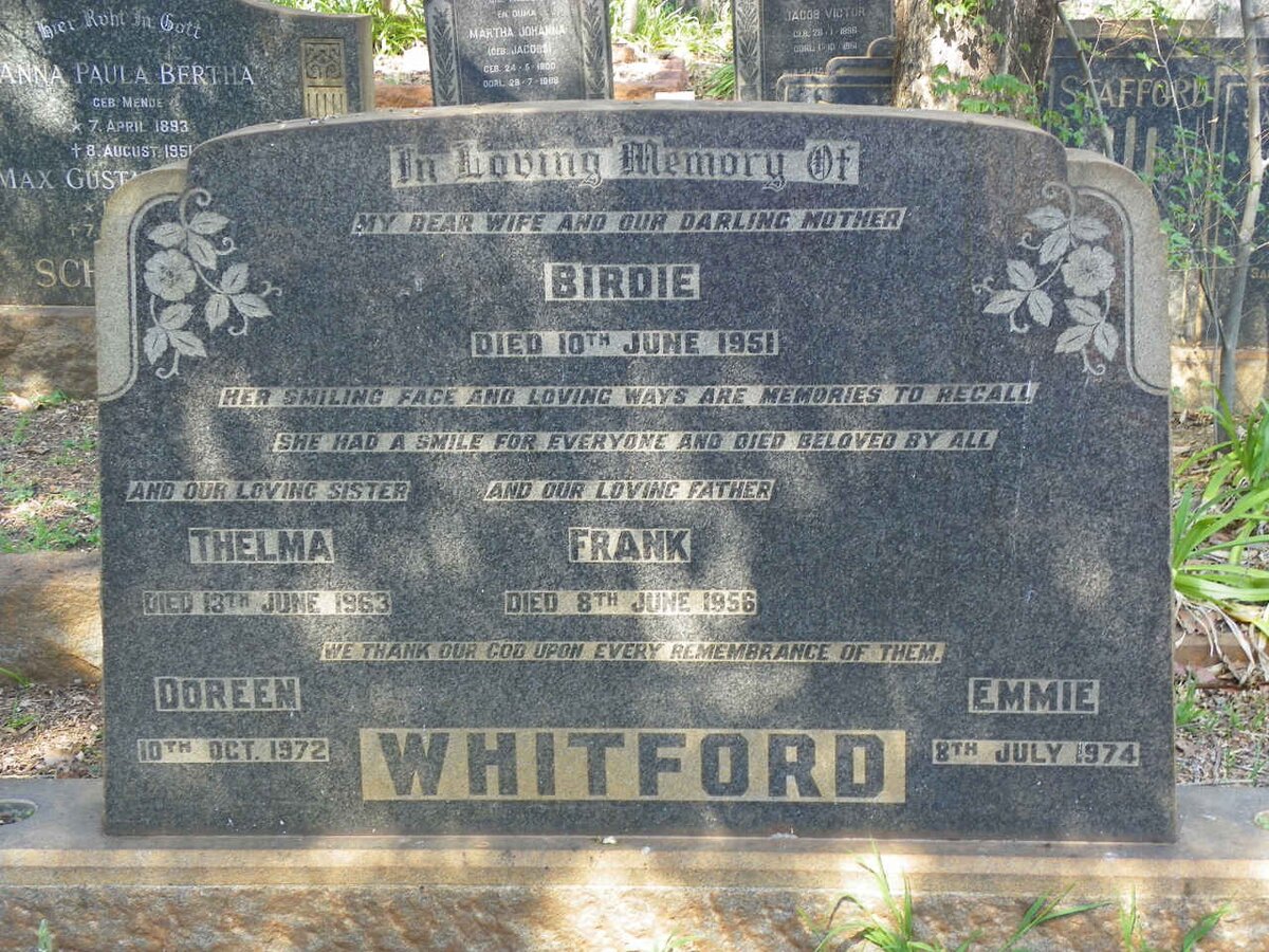 WHITFORD Frank -1956 :: WHITFORD Birdie -1951 :: WHITFORD Thelma -1963