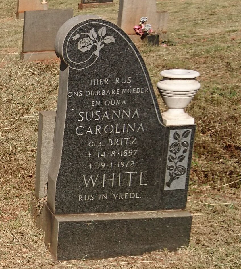 WHITE Susanna Carolina nee BRITZ 1897-1972