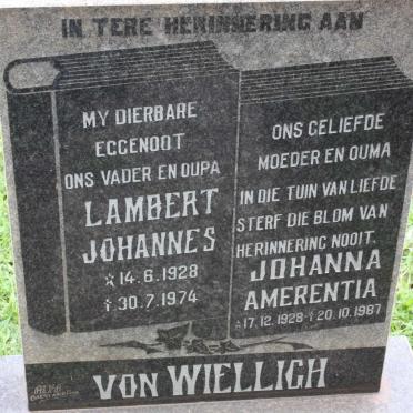 WIELLIGH Lambert Johannes, von 1928-1974 &amp; Johanna Amerentia 1928-1987