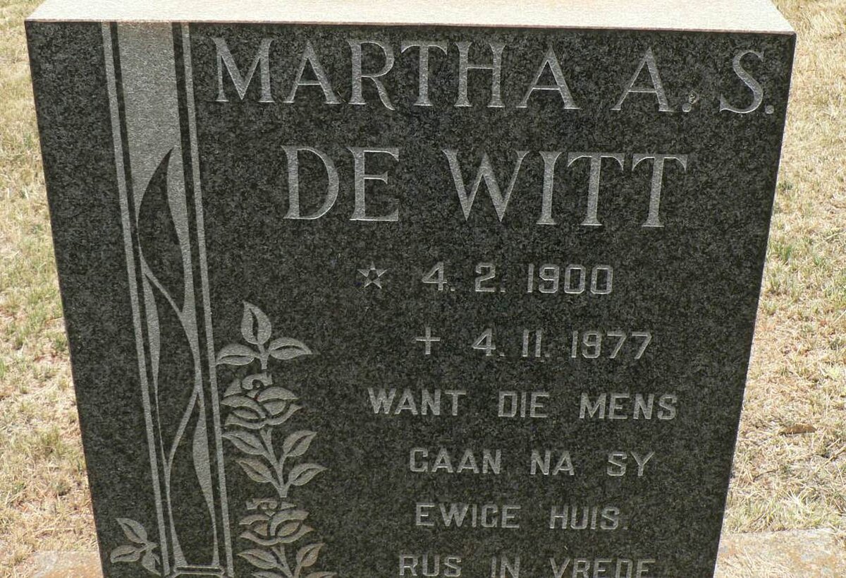 WITT Martha A.S., de 1900-1977
