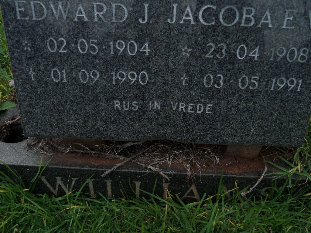 WILLIAMS Edward J. 1904-1990 &amp; Jacoba E.W. 1908-1991