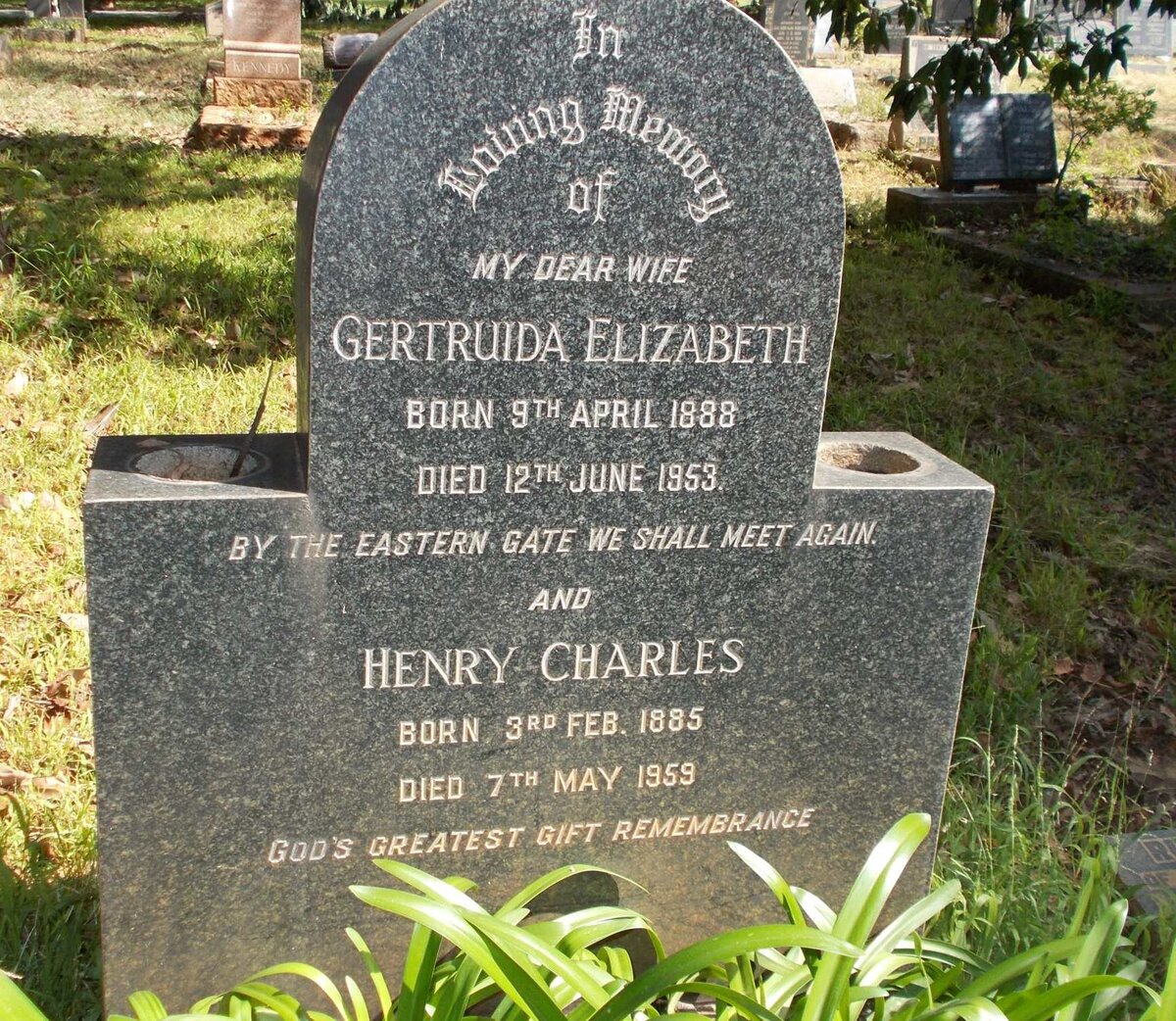 WOEST Henry Charles 1885-1959 &amp; Gertruida Elizabeth 1888-1953