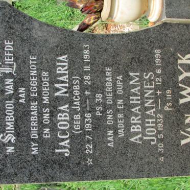 WYK Abraham Johannes, van 1932-1998 &amp; Jacoba Maria JACOBS 1936-1983