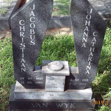 WYK Christiaan Jacobus, van 1919-1985 &amp; Johanna Catharina 1919-1993