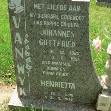 WYK Johannes Gottfried, van 1923-1991 &amp; Henrietta 1932-2015