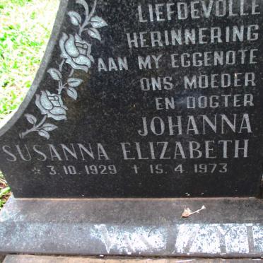 ZYL Johanna Susanna Elizabeth, van 1929-1973