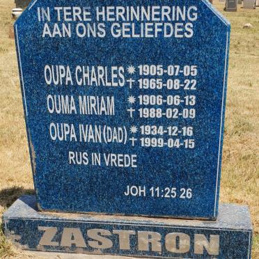 ZASTRON Charles 1905-1965 &amp; Miriam 1906-1988 :: ZASTRON Ivan 1934-1999