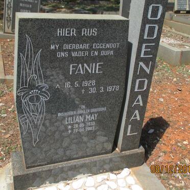 ODENDAAL Fanie 1928-1978 &amp; Lilian May 1933-2003