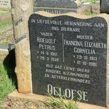 OELOFSE Roedolf Petrus 1912-1959 &amp; Francina Elizabeth Cornelia 1913-1981