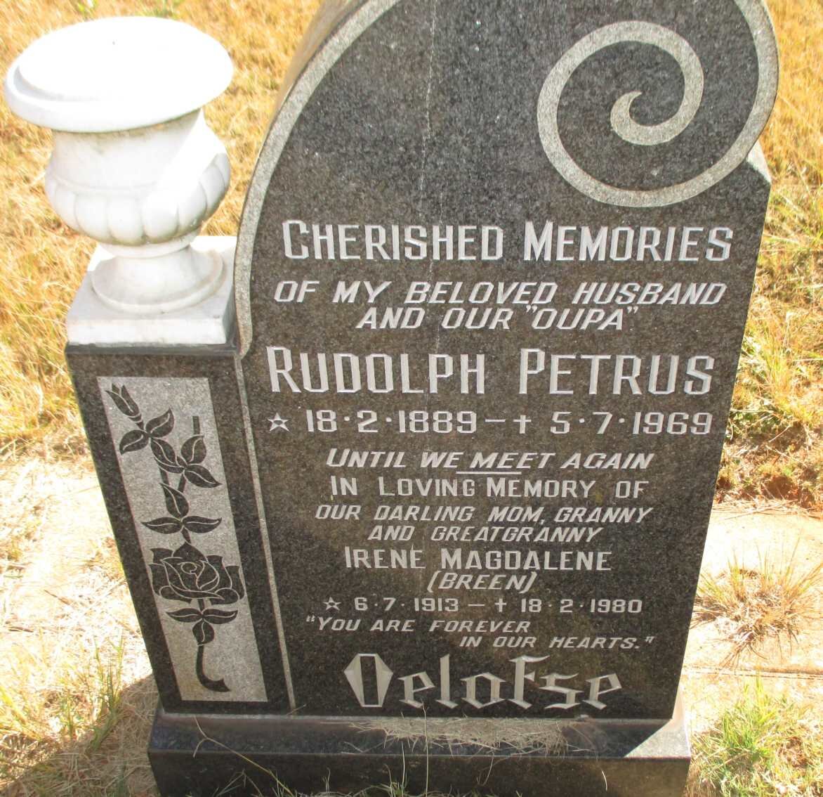 OELOFSE Rudolph Petrus 1889-1969 &amp; Irene Magdalene BREEN 1913-1980