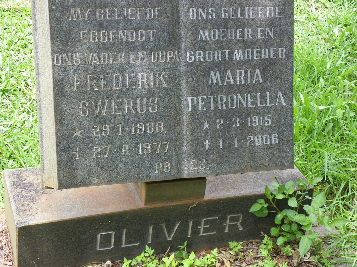 OLIVIER Frederik Swerus 1908-1977 &amp; Maria Petronella 1915-2006