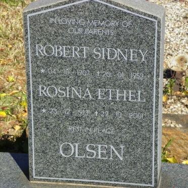 OLSEN Robert Sidney 1907-1952 &amp; Rosina Ethel 1913-2001