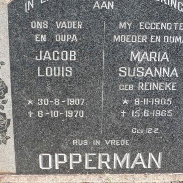 OPPERMAN Jacob Louis 1907-1970 &amp; Maria Susanna REINEKE 1905-1965